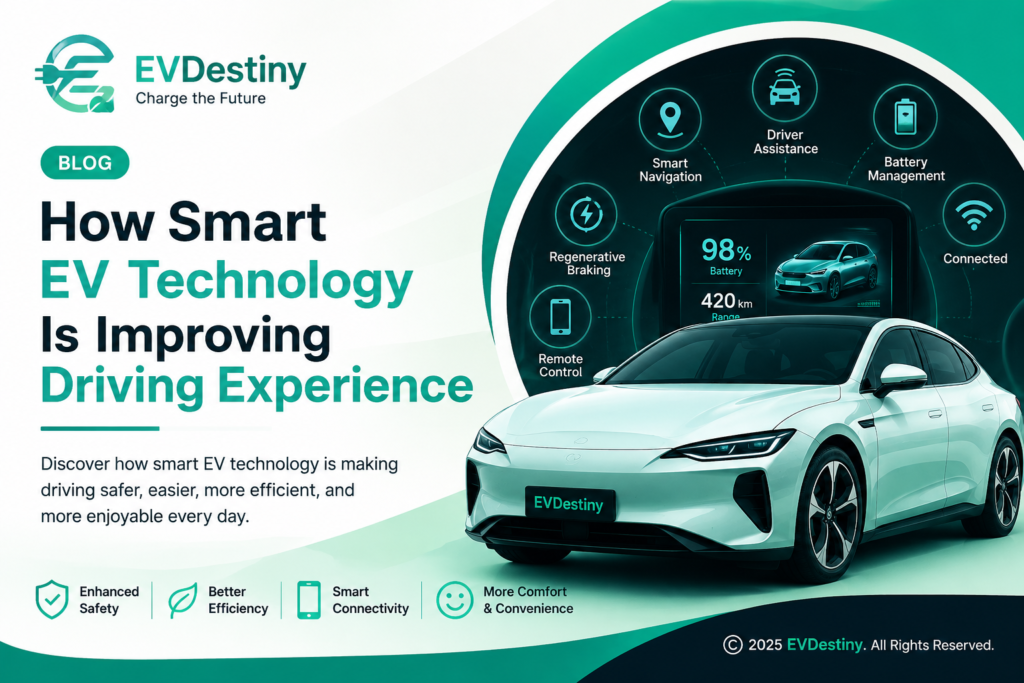 Connected EV navigation showing smart charging station support