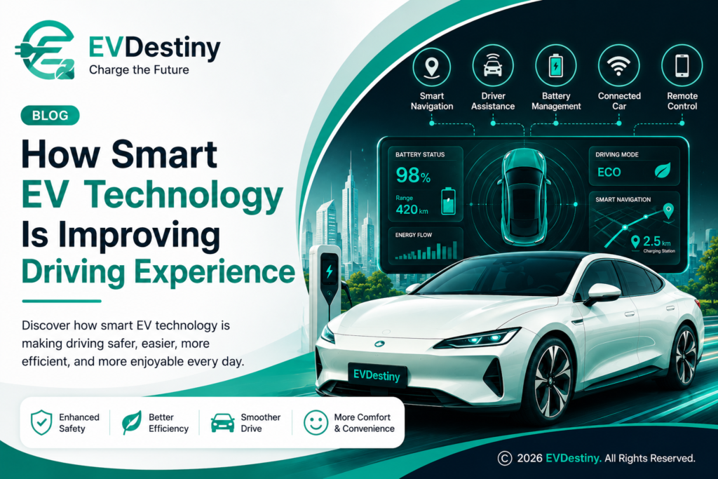 Smart EV technology dashboard improving electric vehicle driving experience