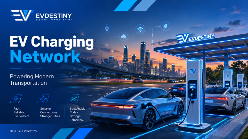 EV charging network powering sustainable mobility and future electric transportation